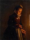 Petrus Van Schendel A Servant Girl by Candle Light painting